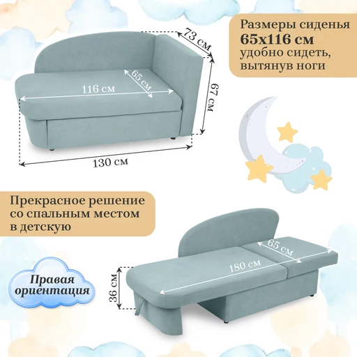 Диван-кровать правая 1050 мятный Brendoss в Первоуральске - pervouralsk.mebel-e96.ru