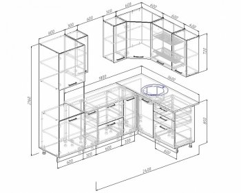 Угловой кухонный гарнитур Латте 2400х1600 мм в Первоуральске - pervouralsk.mebel-e96.ru