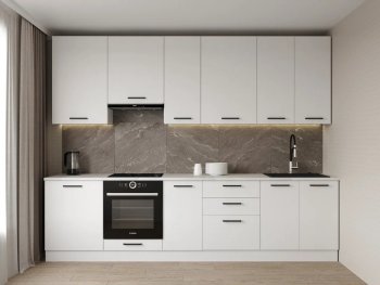 Кухонный гарнитур высокий Белый глянец 3000 мм МДФ (Санвут) в Первоуральске - pervouralsk.mebel-e96.ru