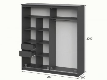 Шкаф-купе №25 2000 мм Блэк ЛАЙТ графит (СВ) в Первоуральске - pervouralsk.mebel-e96.ru
