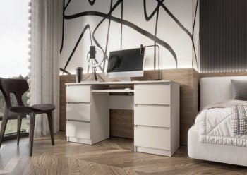 Письменный стол Челси 6 ящиков кашемир (Миф) в Первоуральске - pervouralsk.mebel-e96.ru