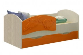 Детская кровать Дельфин-3 МДФ оранжевый, 80х160 в Первоуральске - pervouralsk.mebel-e96.ru