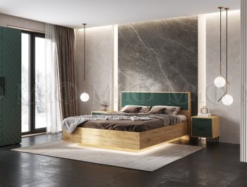 Кровать парящая Флэш крафт/грин (Миф) в Первоуральске - pervouralsk.mebel-e96.ru