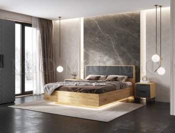 Кровать парящая Флэш крафт/графит(Миф) в Первоуральске - pervouralsk.mebel-e96.ru