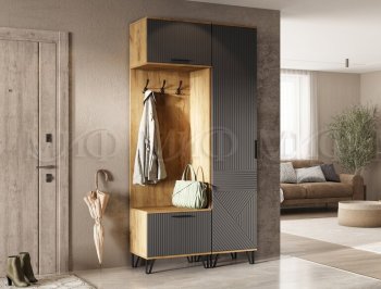Прихожая Флэш комп. 3, крафт/графит (Миф) в Первоуральске - pervouralsk.mebel-e96.ru