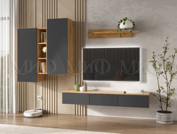 Стенка Флэш комп.2 крафт/графит (Миф) в Первоуральске - pervouralsk.mebel-e96.ru
