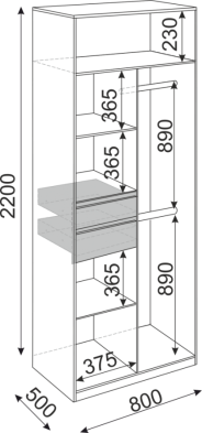 Шкаф 800 мм 2-х створчатый Глэдис (модуль 22) (Риннер) в Первоуральске - pervouralsk.mebel-e96.ru