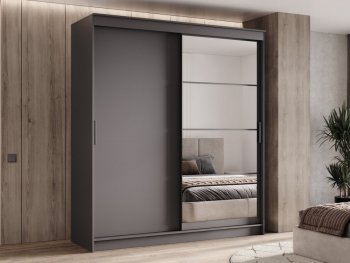 Шкаф-купе 2000 мм Гранд-1 ЛДСП/Зеркало, графит (Эра) в Первоуральске - pervouralsk.mebel-e96.ru