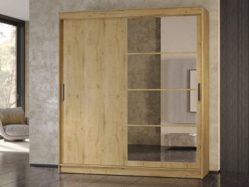 Шкаф-купе 2000 мм Гранд-1 ЛДСП/Зеркало, дуб вотан (Эра) в Первоуральске - pervouralsk.mebel-e96.ru