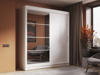 Шкаф-купе 2000 мм Гранд-1 ЛДСП/Зеркало, Белый (Эра) в Первоуральске - pervouralsk.mebel-e96.ru