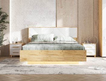 Кровать парящая Ирис крафт/белый с подсветкой (Миф) в Первоуральске - pervouralsk.mebel-e96.ru