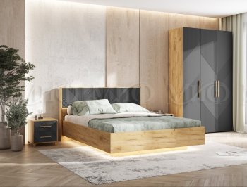 Кровать парящая Ирис крафт/графит(Миф) в Первоуральске - pervouralsk.mebel-e96.ru