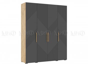 Шкаф 1800 мм Ирис с антресолью крафт/графит (Миф) в Первоуральске - pervouralsk.mebel-e96.ru