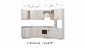 Кухонный гарнитур Кантри 1330*2800 мм в Первоуральске - pervouralsk.mebel-e96.ru