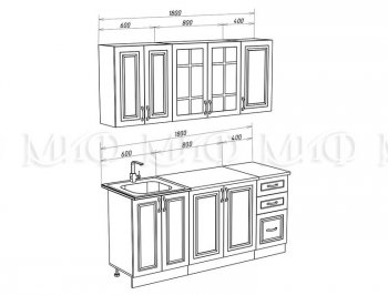 Кухонный гарнитур Констанция 1800 мм белый/джинс (Миф) в Первоуральске - pervouralsk.mebel-e96.ru