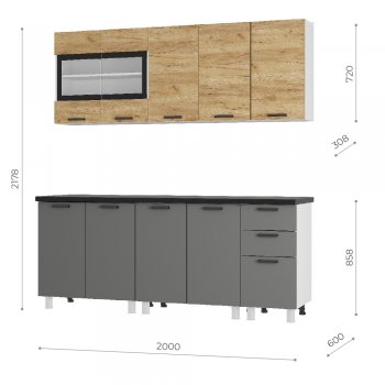 Кухонный гарнитур 2000 мм Крафт тип 2 (БТС) в Первоуральске - pervouralsk.mebel-e96.ru