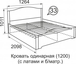 Кровать с латами Виктория 1200*2000 в Первоуральске - pervouralsk.mebel-e96.ru