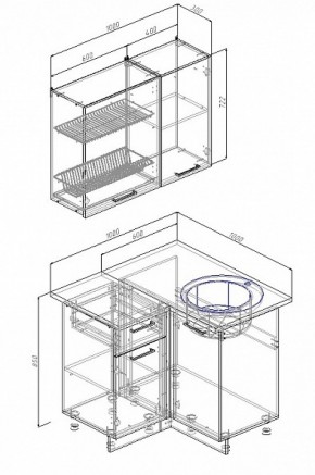 Кухонный гарнитур угловой Сатин 1000*1000 в Первоуральске - pervouralsk.mebel-e96.ru