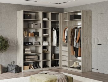 Гардеробная/шкаф 2200*1706 мм Ларго №3 дуб крафт серый/кашемир (Миф) в Первоуральске - pervouralsk.mebel-e96.ru