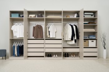 Гардеробная/шкаф 4000 мм Ларго №4 Кашемир (Миф) в Первоуральске - pervouralsk.mebel-e96.ru