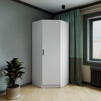 Шкаф угловой Ларс (угол скос), Белый (Микон) в Первоуральске - pervouralsk.mebel-e96.ru