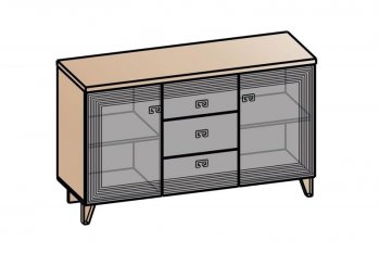 Комод 2дв, 3ящ Лежер КМ-3103 дуб серый/холст вулканический(СанТан) в Первоуральске - pervouralsk.mebel-e96.ru