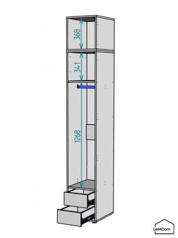 Шкаф с антресолью 400 мм Linnea MHR-1A-3 2450х400х510 (Белый-М 11.1.2) в Первоуральске - pervouralsk.mebel-e96.ru