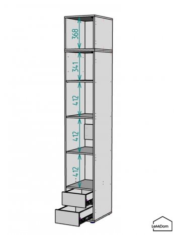 Шкаф с антресолью 400 мм Linnea MHR-1A-4 2450х400х510 (Графит-М 11.1.25) в Первоуральске - pervouralsk.mebel-e96.ru