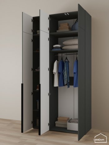 Шкаф с антресолью 1200 мм Linnea MHR-3A-1 2450х1200х510 (Графит-М 11.1.25) в Первоуральске - pervouralsk.mebel-e96.ru
