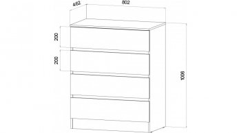 Комод 4 ящика Ленора вотан/Кашемир (Лин) в Первоуральске - pervouralsk.mebel-e96.ru