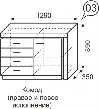 Комод Люмен №3 (ИжМ) в Первоуральске - pervouralsk.mebel-e96.ru