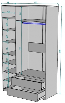 Шкаф Мальта 1350 мм Графит в Первоуральске - pervouralsk.mebel-e96.ru