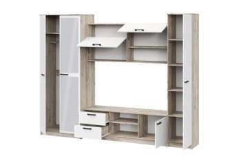 Стенка Марта-12 дуб крафт серый/белый (ИЦ) в Первоуральске - pervouralsk.mebel-e96.ru