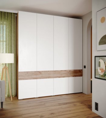 Шкаф 2000 мм Мерида крафт табачный/белый (Микон) в Первоуральске - pervouralsk.mebel-e96.ru