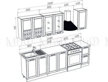 Кухонный гарнитур Милано 2000 мм орех (Миф) в Первоуральске - pervouralsk.mebel-e96.ru