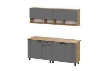 Кухонный гарнитур Монако 2000 мм графит (СВ) в Первоуральске - pervouralsk.mebel-e96.ru