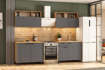 Кухонный гарнитур Монако 2000 мм графит (СВ) в Первоуральске - pervouralsk.mebel-e96.ru