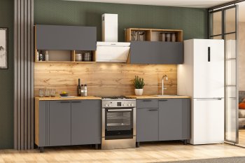 Кухонный гарнитур Монако 2000 мм графит (СВ) в Первоуральске - pervouralsk.mebel-e96.ru