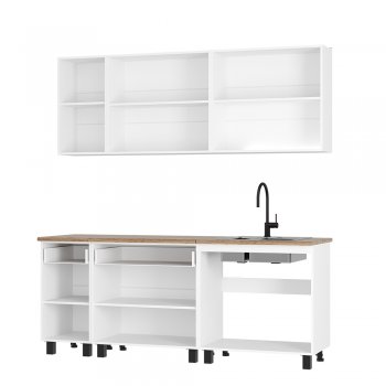 Кухонный гарнитур Монтана 2000 мм белый/графит (БТС) в Первоуральске - pervouralsk.mebel-e96.ru