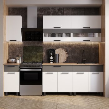 Кухонный гарнитур Монтана 2000 мм белый/графит (БТС) в Первоуральске - pervouralsk.mebel-e96.ru