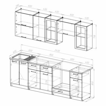 Кухонный гарнитур Ника базис 2400 мм (Герда) в Первоуральске - pervouralsk.mebel-e96.ru