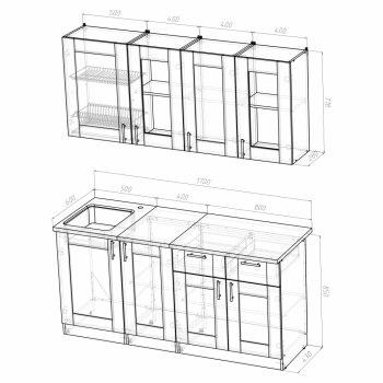 Кухонный гарнитур Ника демо 1700 мм (Герда) в Первоуральске - pervouralsk.mebel-e96.ru