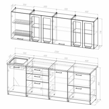 Кухонный гарнитур Ника компакт 2200 мм (Герда) в Первоуральске - pervouralsk.mebel-e96.ru