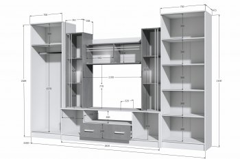 Стенка Николь-2 крафт серый/кашемир (Зарон) в Первоуральске - pervouralsk.mebel-e96.ru