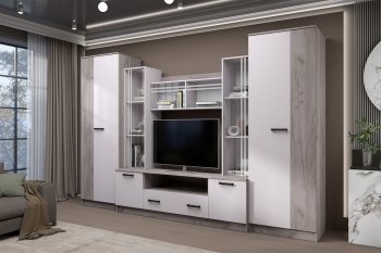 Стенка Николь-2 крафт серый/кашемир (Зарон) в Первоуральске - pervouralsk.mebel-e96.ru