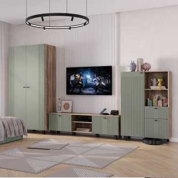 Стенка Олива комп.3 эвкалипт софт (БТС) в Первоуральске - pervouralsk.mebel-e96.ru