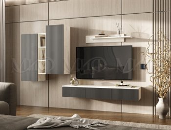 Стенка Оскар комп.2 крафт белый/графит (Миф) в Первоуральске - pervouralsk.mebel-e96.ru