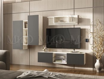 Стенка Оскар крафт белый/графит (Миф) в Первоуральске - pervouralsk.mebel-e96.ru