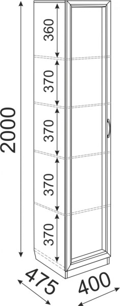 Пенал Остин М03 полки 400 (Риннер) в Первоуральске - pervouralsk.mebel-e96.ru