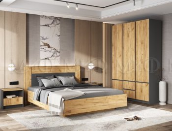 Кровать парящая Остин крафт/графит (Миф) в Первоуральске - pervouralsk.mebel-e96.ru